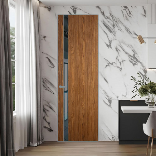 18 VE-V натуральный шпон Espresso 35M профиль Серебро вставка Зеркало Grey ProfilDoors Orange