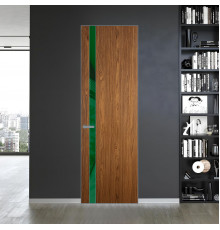 18 VE-V натуральный шпон Espresso 35M профиль Серебро вставка Желтый лак ProfilDoors Orange