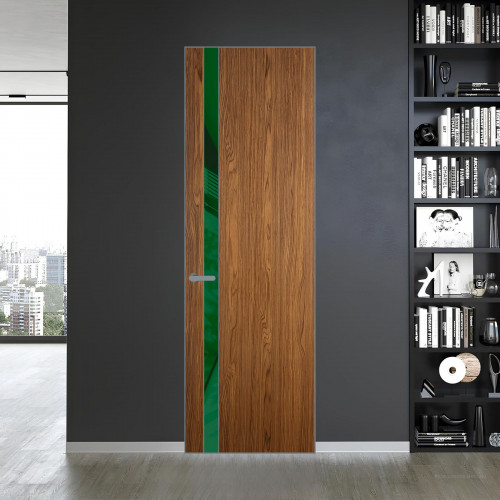 18 VE-V натуральный шпон Espresso 35M профиль Серебро вставка Желтый лак ProfilDoors Orange