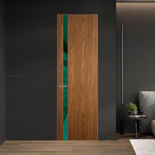 18 VE-V натуральный шпон Espresso 35M профиль Шампань вставка Зеленый лес лак ProfilDoors Orange