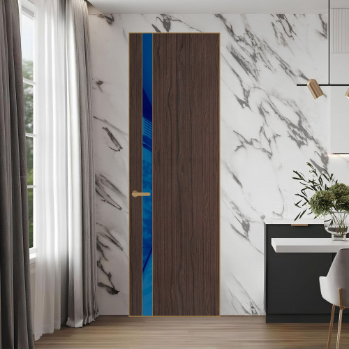 18 VE-V натуральный шпон Espresso 360M профиль Золото вставка Синий лак ProfilDoors Orange