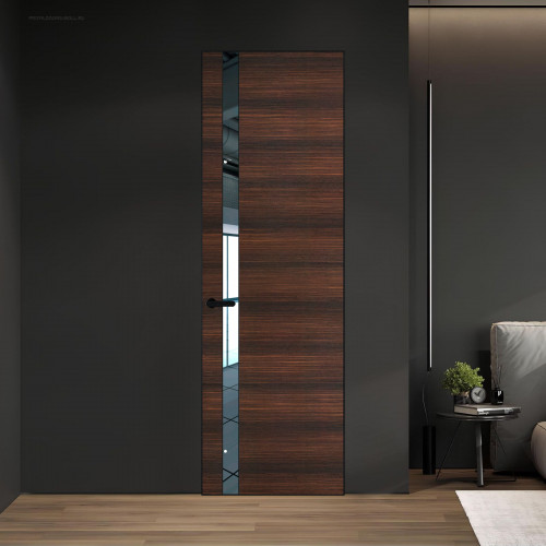 18 VE-H натуральный шпон Albero 1398S профиль Черный муар вставка Зеркало ProfilDoors Orange