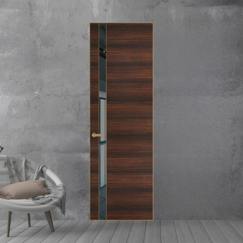18 VE-H натуральный шпон Albero 1398S профиль Золото вставка Зеркало Grey ProfilDoors Orange