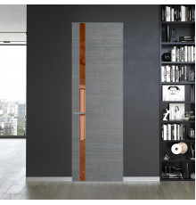 18 VE-H натуральный шпон Bianche Notti 01Q профиль Серебро вставка Зеркало Bronza ProfilDoors Orange
