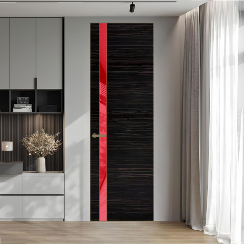 18 VE-H натуральный шпон Espresso 1042S профиль Шампань вставка Красный лак ProfilDoors Orange