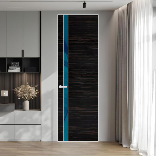 18 VE-H натуральный шпон Espresso 1042S профиль Вайт вставка Бирюзовый лак ProfilDoors Orange