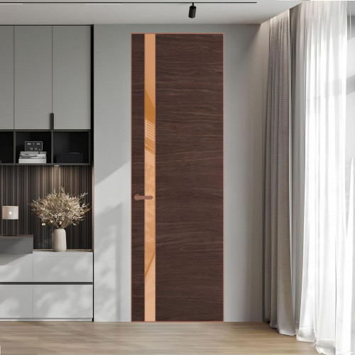 18 VE-H натуральный шпон Espresso 1386M профиль Медь вставка Светло-коричневый лак ProfilDoors Orange
