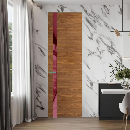 18 VE-H натуральный шпон Espresso 35M профиль Зеленый воск вставка Бордовый лак ProfilDoors Orange