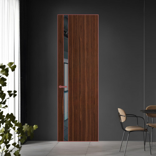 18 VE-V натуральный шпон Albero 1294M профиль Красный антрацит вставка Зеркало Grey ProfilDoors Orange