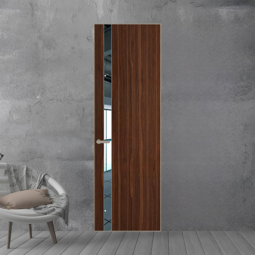 18 VE-V натуральный шпон Albero 1294M профиль Никель матовый вставка Зеркало ProfilDoors Orange