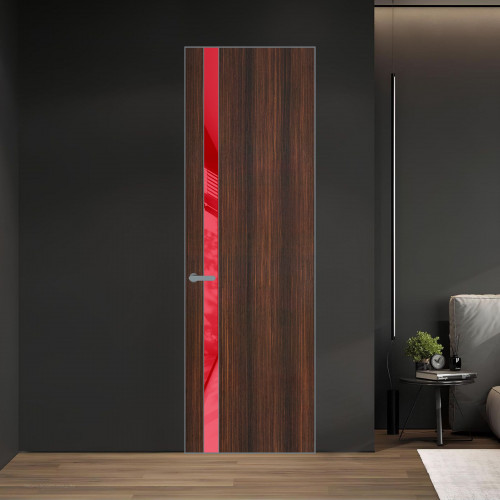 18 VE-V натуральный шпон Albero 1398S профиль Серебро вставка Красный лак ProfilDoors Orange
