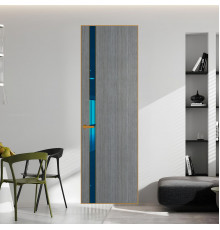 18 VE-V натуральный шпон Bianche Notti 01Q профиль Бронза вставка Зеркало Blue ProfilDoors Orange