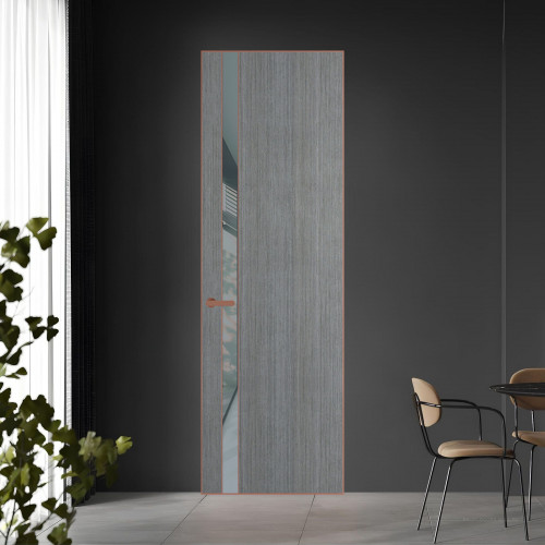 18 VE-V натуральный шпон Bianche Notti 01Q профиль Медь вставка Темно-серый лак ProfilDoors Orange