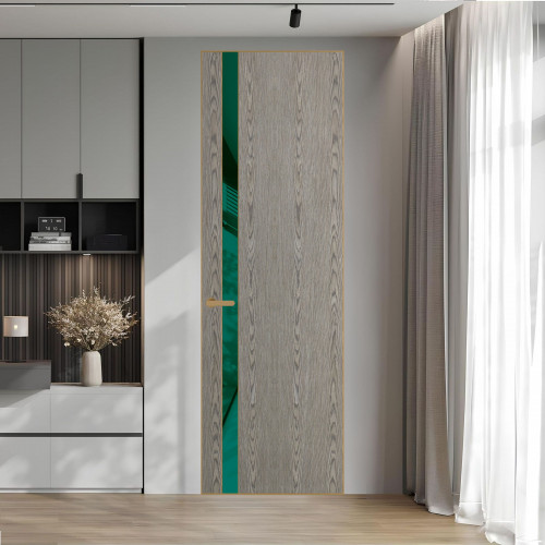 18 VE-V натуральный шпон Bianche Notti 08S профиль Золото вставка Зеленый лес лак ProfilDoors Orange