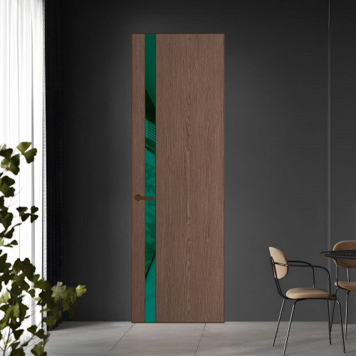 18 VE-V натуральный шпон Bianche Notti 822M профиль Деорэ вставка Зеленый лес лак ProfilDoors Orange