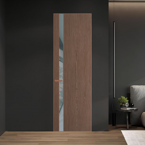 18 VE-V натуральный шпон Bianche Notti 822M профиль Медь вставка Темно-серый лак ProfilDoors Orange