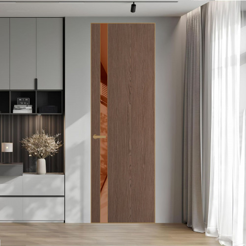18 VE-V натуральный шпон Bianche Notti 822M профиль Золото вставка Коричневая нуга лак ProfilDoors Orange