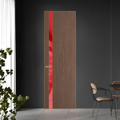 18 VE-V натуральный шпон Bianche Notti 822M профиль Золото вставка Красный лак ProfilDoors Orange