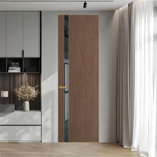 18 VE-V натуральный шпон Bianche Notti 822M профиль Золото вставка Зеркало Grey ProfilDoors Orange