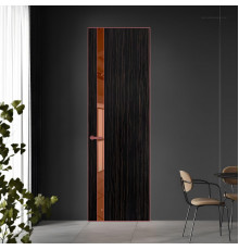 18 VE-V натуральный шпон Espresso 1042S профиль Красный антрацит вставка Зеркало Bronza ProfilDoors Orange