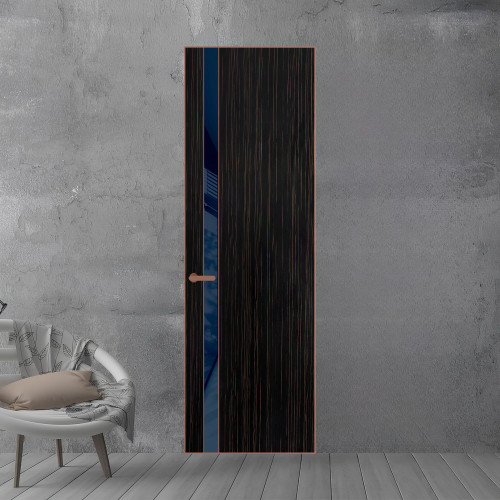18 VE-V натуральный шпон Espresso 1042S профиль Медь вставка Темно-синий лак ProfilDoors Orange