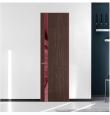 18 VE-V натуральный шпон Espresso 1386M профиль Красный антрацит вставка Бордовый лак ProfilDoors Orange