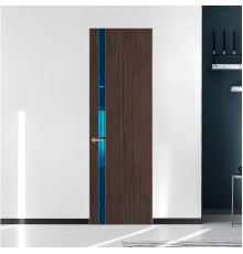 18 VE-V натуральный шпон Espresso 360M профиль Никель матовый вставка Зеркало Blue ProfilDoors Orange
