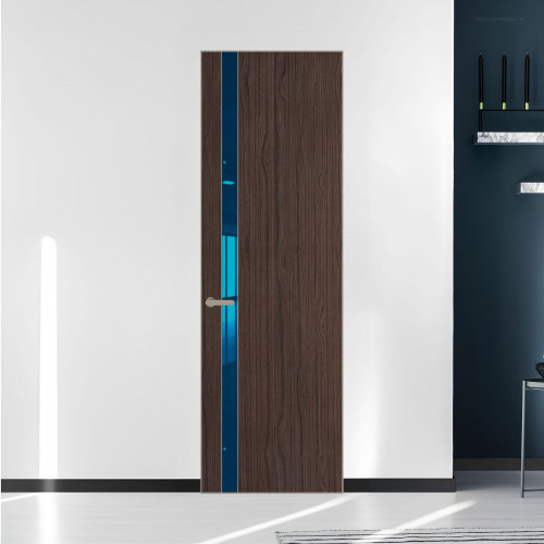 18 VE-V натуральный шпон Espresso 360M профиль Никель матовый вставка Зеркало Blue ProfilDoors Orange