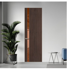 18 VE-V натуральный шпон Espresso 360M профиль Никель матовый вставка Зеркало Bronza ProfilDoors Orange