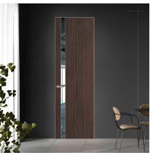 18 VE-V натуральный шпон Espresso 360M профиль Никель матовый вставка Зеркало ProfilDoors Orange
