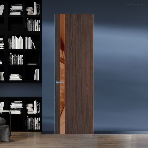 18 VE-V натуральный шпон Espresso 360M профиль Серебро вставка Коричневая нуга лак ProfilDoors Orange
