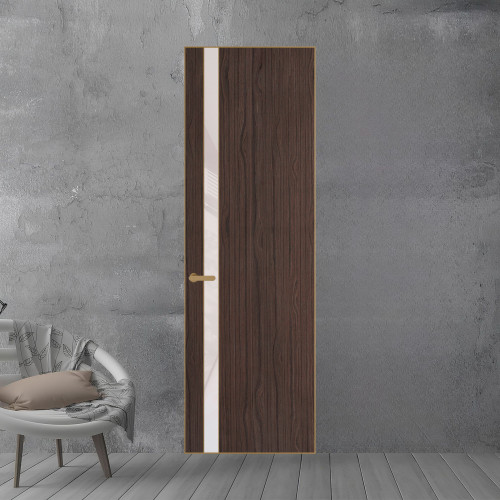 18 VE-V натуральный шпон Espresso 360M профиль Золото вставка Светло-серый лак ProfilDoors Orange