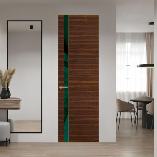 18 VE-H натуральный шпон Albero 1294M профиль Золото вставка Темно-зеленый лак ProfilDoors Orange
