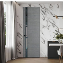 18 VE-H натуральный шпон Bianche Notti 01Q профиль Черный муар вставка Зеркало Grey ProfilDoors Orange