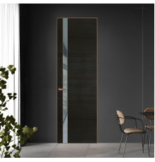 18 VE-H натуральный шпон Bianche Notti 069S профиль Медь вставка Темно-серый лак ProfilDoors Orange