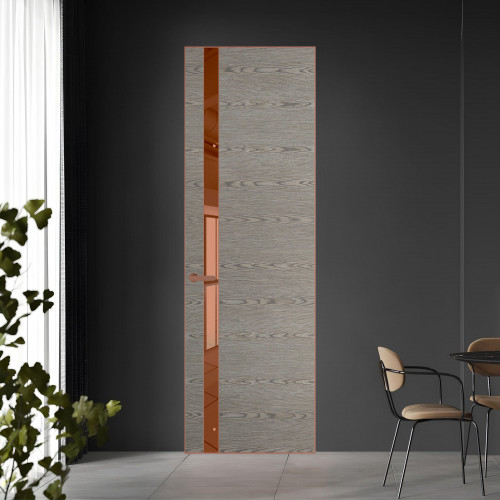 18 VE-H натуральный шпон Bianche Notti 08S профиль Медь вставка Зеркало Bronza ProfilDoors Orange