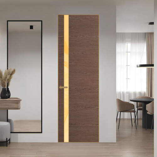 18 VE-H натуральный шпон Bianche Notti 822M профиль Золото вставка Кремовый лак ProfilDoors Orange