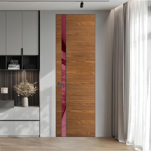18 VE-H натуральный шпон Espresso 35M профиль Серая ночь вставка Бордовый лак ProfilDoors Orange