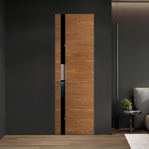 18 VE-H натуральный шпон Espresso 35M профиль Серая ночь вставка Черный лак ProfilDoors Orange