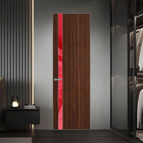 18 VE-V натуральный шпон Albero 1294M профиль Серебро вставка Красный лак ProfilDoors Orange