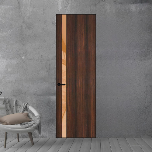 18 VE-V натуральный шпон Albero 1398S профиль Черный матовый вставка Светло-коричневый лак ProfilDoors Orange