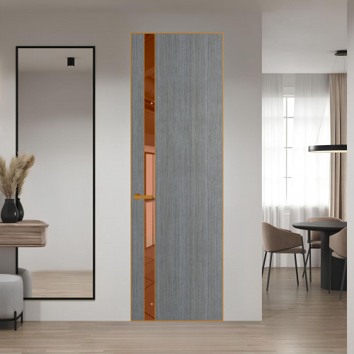 18 VE-V натуральный шпон Bianche Notti 01Q профиль Бронза вставка Зеркало Bronza ProfilDoors Orange