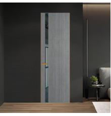 18 VE-V натуральный шпон Bianche Notti 01Q профиль Бронза вставка Зеркало Grey ProfilDoors Orange