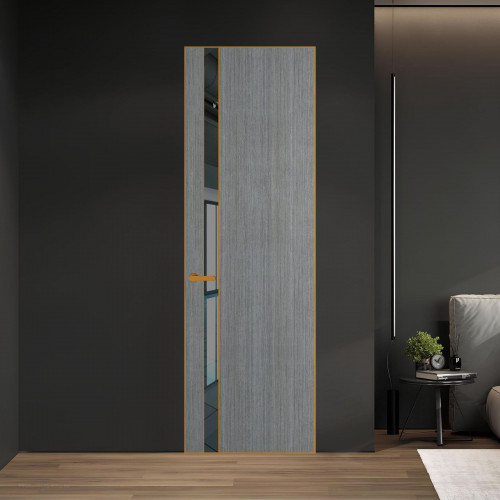 18 VE-V натуральный шпон Bianche Notti 01Q профиль Бронза вставка Зеркало Grey ProfilDoors Orange