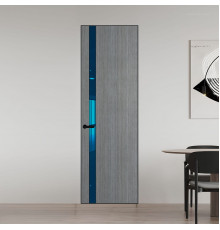 18 VE-V натуральный шпон Bianche Notti 01Q профиль Черный матовый вставка Зеркало Blue ProfilDoors Orange