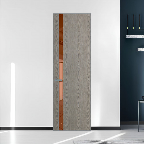 18 VE-V натуральный шпон Bianche Notti 08S профиль Серебро вставка Зеркало Bronza ProfilDoors Orange