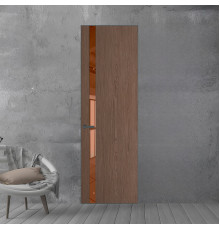 18 VE-V натуральный шпон Bianche Notti 822M профиль Серая ночь вставка Зеркало Bronza ProfilDoors Orange
