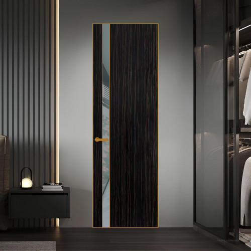 18 VE-V натуральный шпон Espresso 1042S профиль Бронза вставка Темно-серый лак ProfilDoors Orange