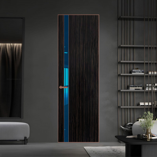 18 VE-V натуральный шпон Espresso 1042S профиль Медь вставка Зеркало Blue ProfilDoors Orange