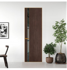 18 VE-V натуральный шпон Espresso 1386M профиль Бронза вставка Зеркало Grey ProfilDoors Orange